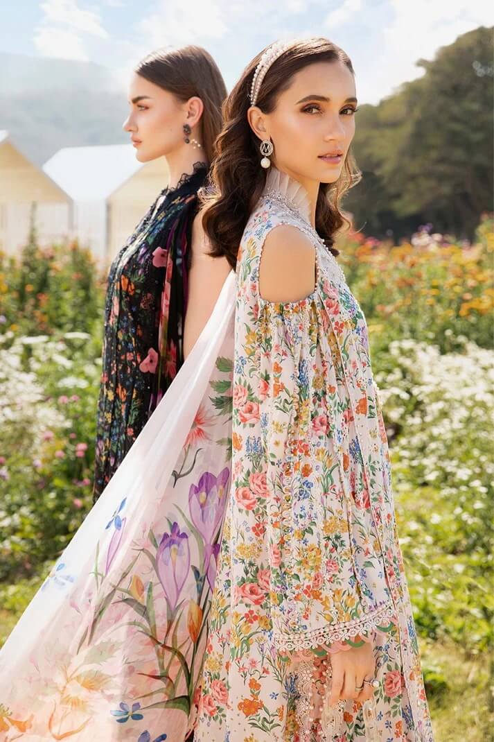 MARIA.B LAWN 3PC - LAWN EMB PRINTED SHIRT WITH CHIFFON PRINTED DUPATTA AND LAWN PRINTED TROUSER | RP-BIC-2503