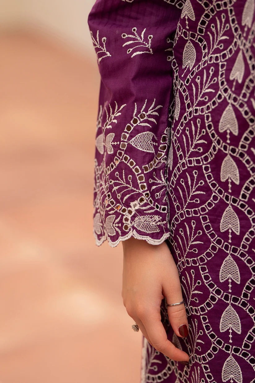 MIRAKHI LAWN 3PC - LAWN CHIKANKARI EMB SHIRT WITH LAWN TUBE SLUB DUPATTA AND LAWN DYED TROUSER | RP