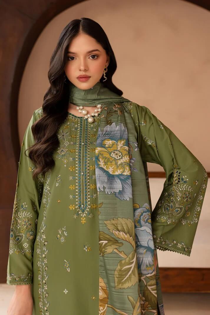 BATIK LAWN 3PC - LAWN EMB SHIRT WITH MONARK PRINTED DUPATTA AND LAWN EMB TROUSER | RP-3700