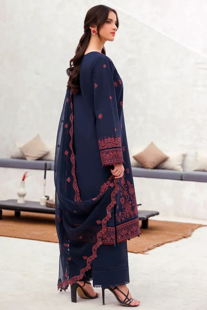 JAZMIN LAWN 3PC - LAWN EMB SHIRT WITH CHIFFON EMB DUPATTA AND LAWN AIRJET DYED TROUSER | RP-3703