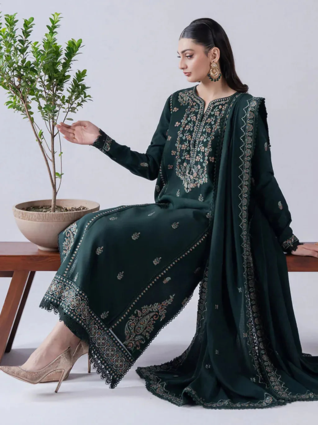 ASIM JOFA-3PC LAWN EMBROIDERED SHIRT WITH LAWN EMBROIDERED DUPATTA & TROUSER-RP-4682