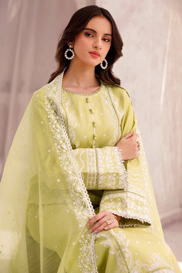 SAPPHIRE LAWN 3PC - LAWN EMB SHIRT WITH ORGANZA EMB DUPATTA AND LAWN DYED TROUSER | RP-3697
