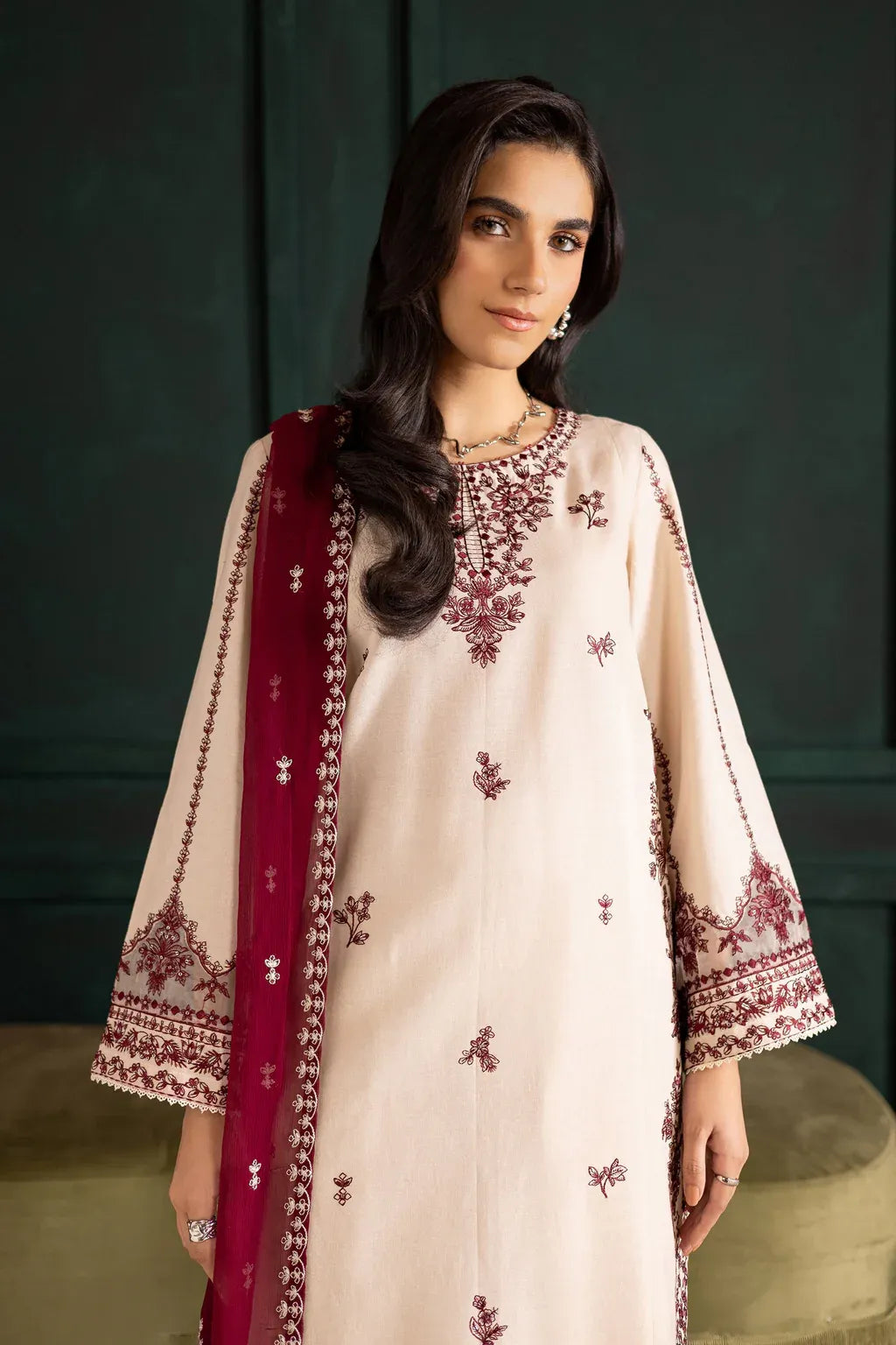 BATIK-3PC LAWN EMBROIDERED SHIRT WITH CHIFFON EMBROIDERED DUPATTA AND EMB TROUSER-RP-4610