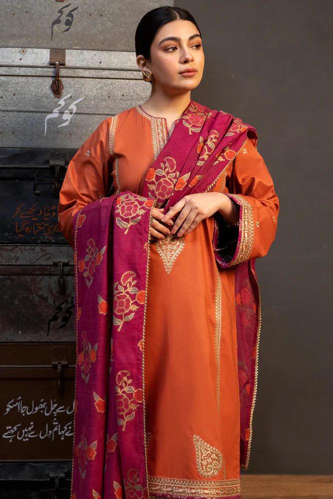 ZARA SHAHJAHAN LAWN 3PC - LAWN EMB SHIRT WITH MONARK PRINTED DUPATTA AND LAWN DYED TROUSER | RP-1032