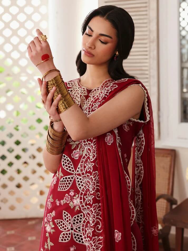 MAHNUR LAWN 3PC - LAWN EMB SHIRT WITH MONARK EMB DUPATTA AND LAWN DYED TROUSER | RP-3717