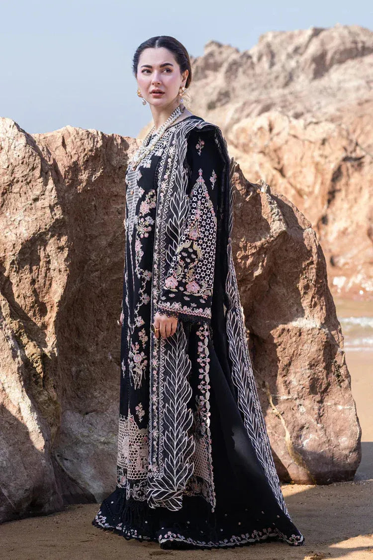 QALAMQAR-3PC LAWN EMBROIDERED SHIRT WITH CHIFFOON EMBROIDERED PRINT DUPATTA AND EMB TROUSER-RP-4620