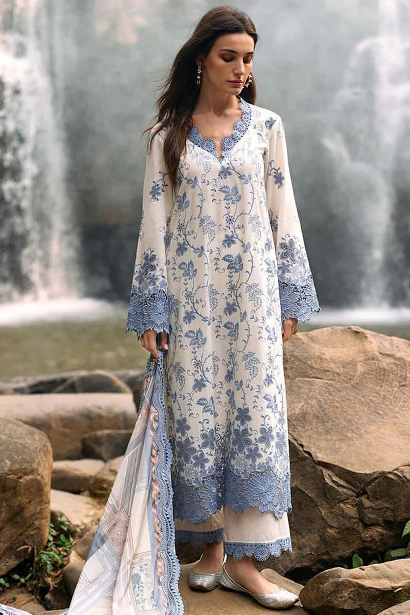 IMAGE LAWN 3PC - LAWN EMB SHIRT WITH MONARK PRINTED DUPATTA AND LAWN DYED TROUSER | RP-3597