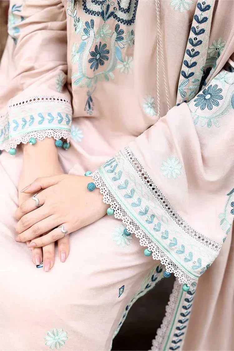 CROSS STITCH-3PC KARANDI EMBROIDERED SHIRT WITH KARANDI EMBROIDERED SHAWL AND EMB TROUSER-BIC-4368 - Rang Pasand