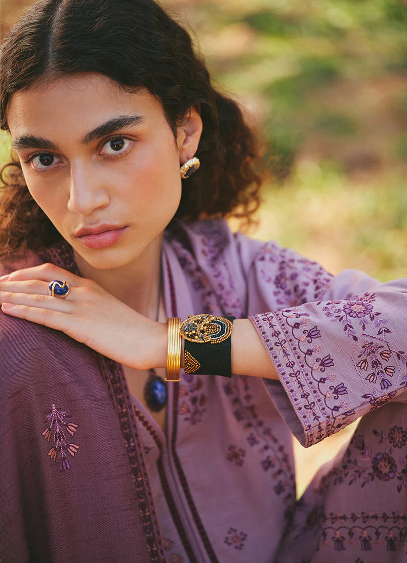 IMAGE-3PC DHANAK EMBROIDERED SHIRT WITH DHANAK EMBROIDERED SHAWL AND TROUSER-BIC-4038