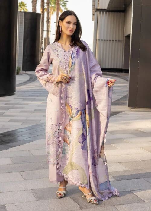 RANG RASIYA LAWN 3PC - LAWN EMB SHIRT WITH MONARK PRINTED DUPATTA AND LAWN DYED TROUSER | RP-3706