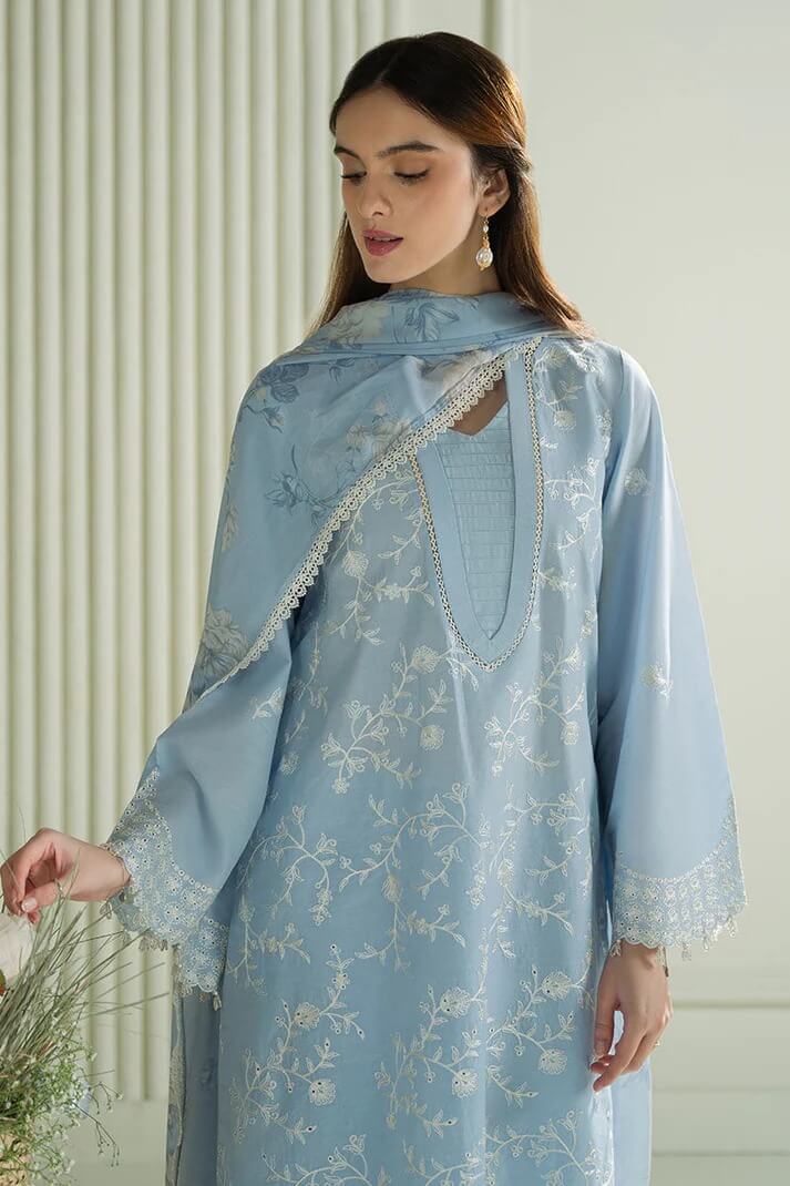 CROSS STITCH LAWN 3PC - LAWN EMB SHIRT WITH MONARK PRINTED DUPATTA AND LAWN DYED TROUSER | RP-3664