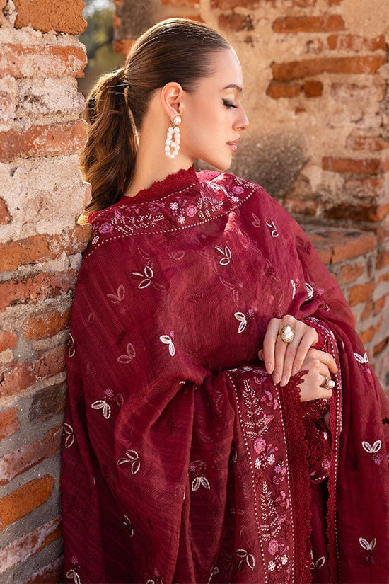 GARNET-3PC DHANAK EMBROIDERED SHIRT WITH DHANAK EMBROIDERED SHAWL & TROUSER-BIC-4306