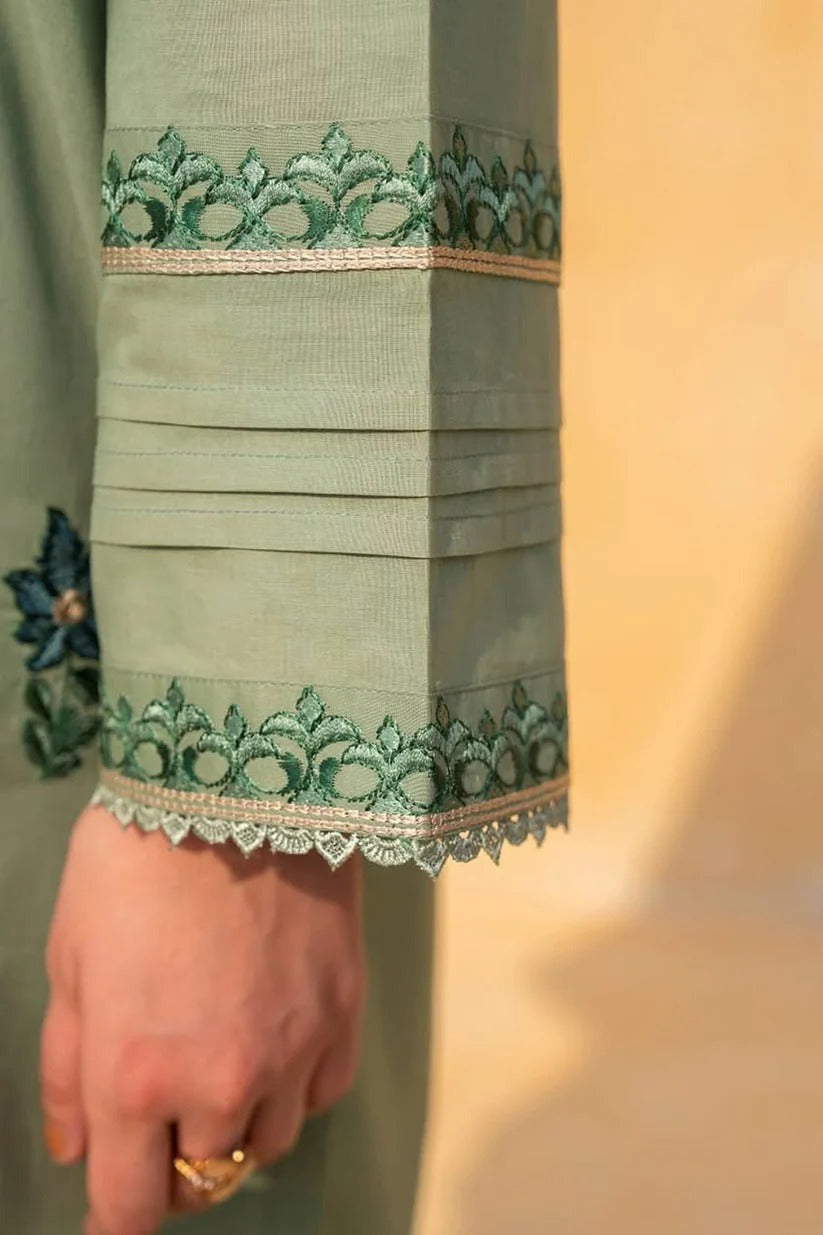 LAZULI LAWN 3PC - LAWN EMB PRINTED SHIRT WITH CHIFFON EMBROIDERED DUPATTA AND LAWN DYED TROUSER | RP