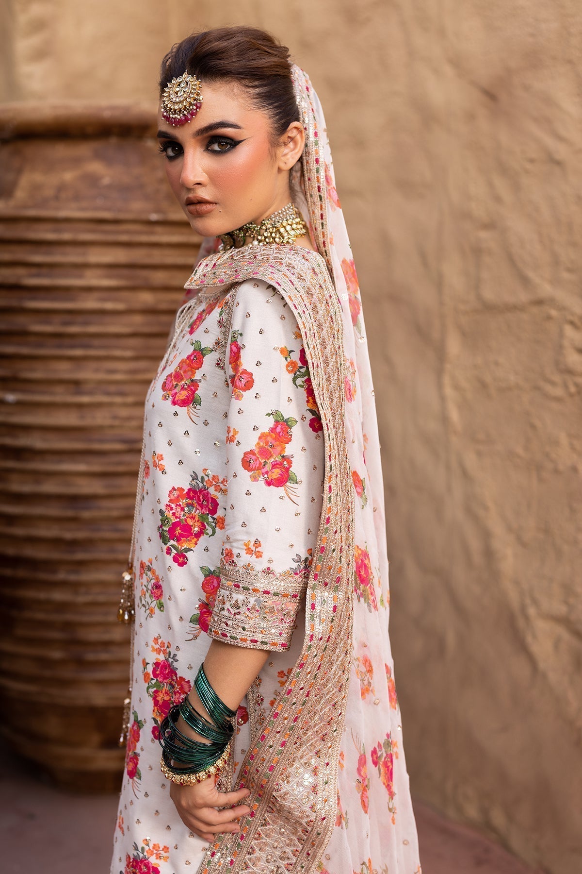 CHARIZMA-3PC SHAMOZE SILK PRINTED EMB SHIRT WITH SOFT SILK PRINTED EMB DUPATTA & EMB TROUSER BIC
