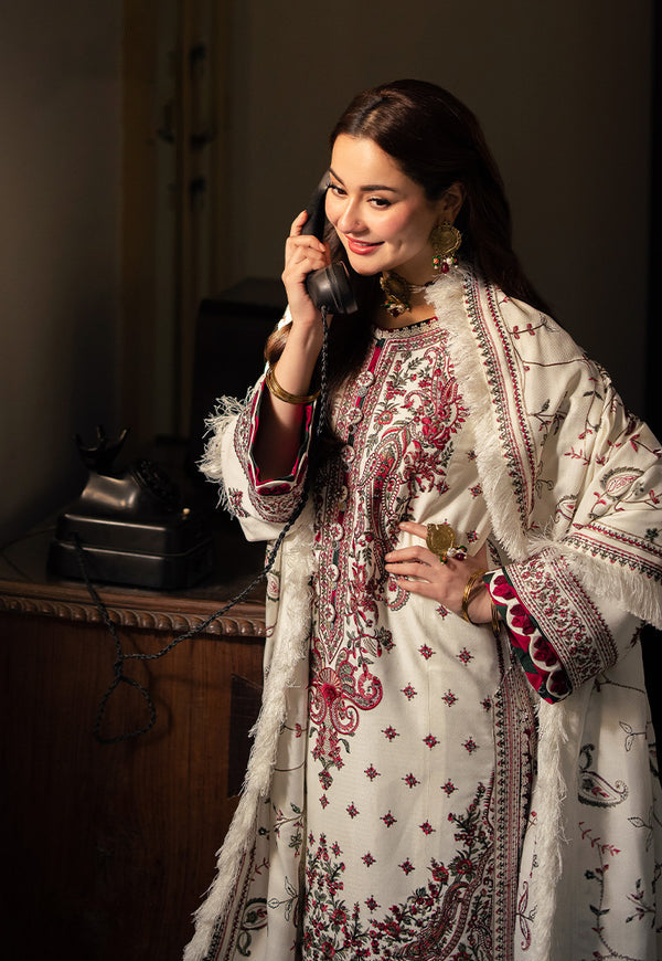 ASIM JOFA-3PC DHANAK SEQUENCE EMBROIDERED SHIRT WITH DHANAK EMBROIDERED SHAWL & DHANAK TOUSER-BIC-4060