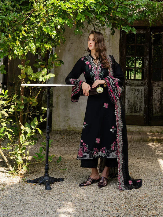 YARDS-3PC LAWN EMBROIDERED SHIRT WITH KHADDI NET EMBROIDERED DUPATTA AND TROUSER-RP-4852