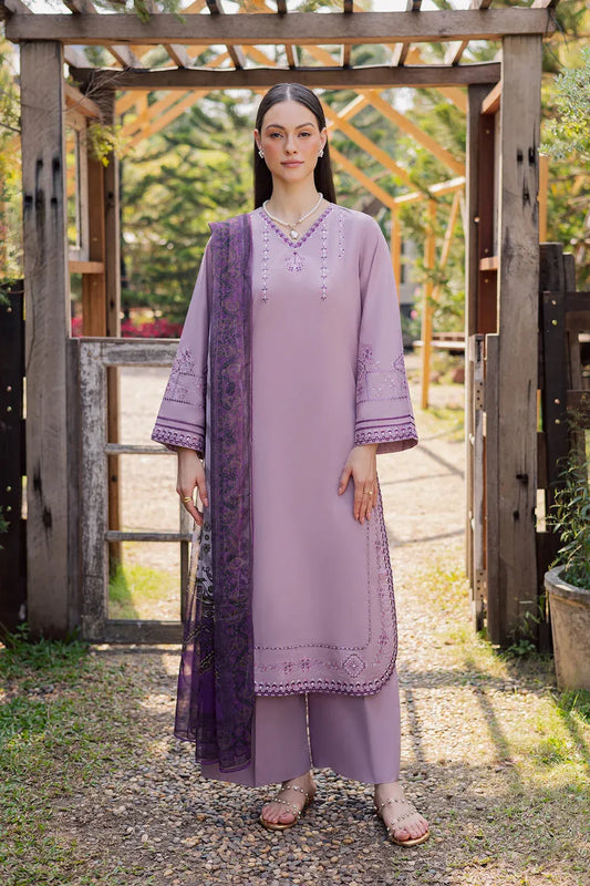 GARNET-3PIECE LAWN EMBROIDERED SHIRT WITH CHIFFON PRINTED DUPATTA AND TROUSER-RP-4856