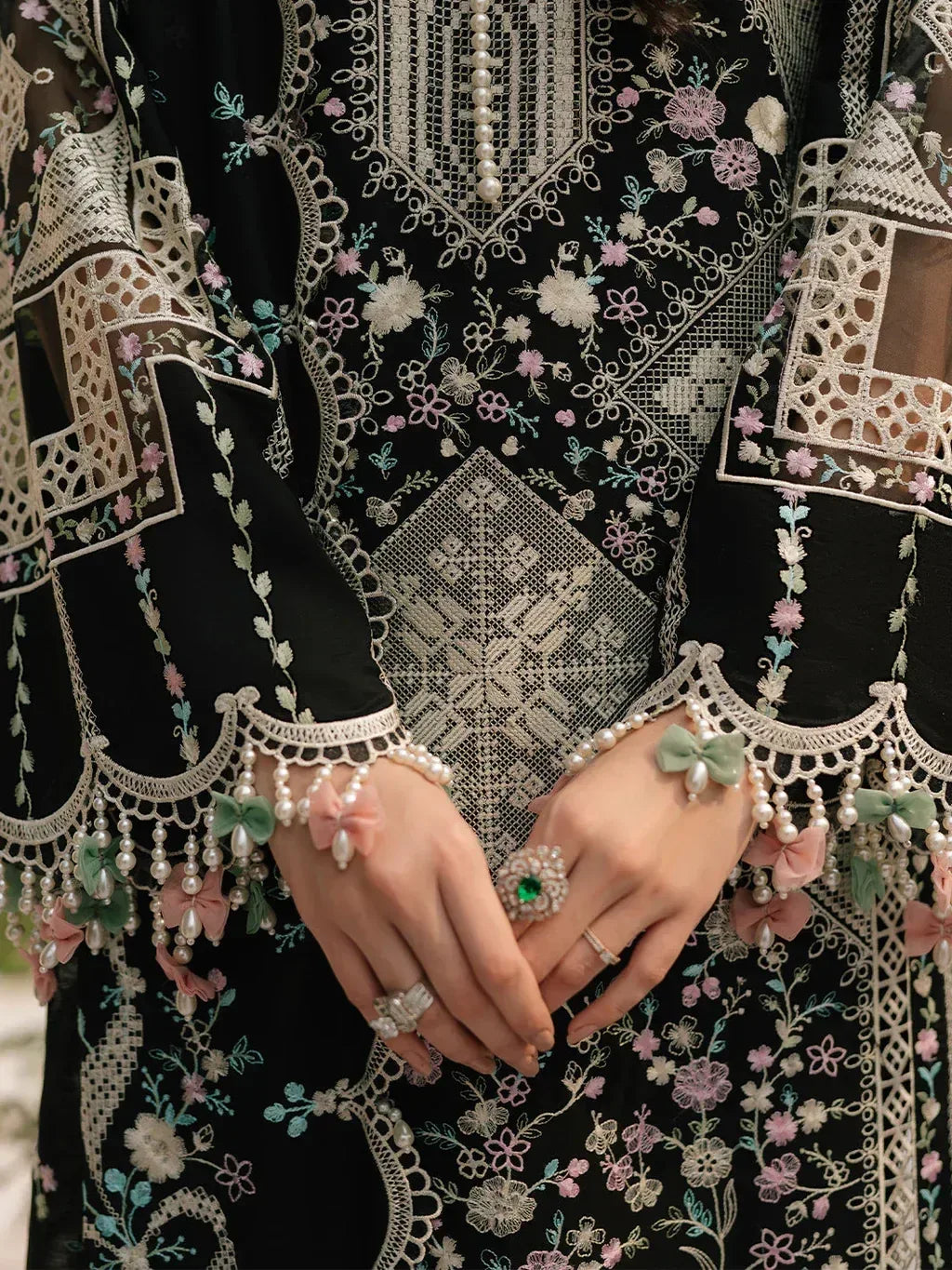 BIN ILYAS-3PC LAWN HEAVY EMBROIDERED SHIRT WITH KHADDI NET EMBROIDERED DUPATTA & LAWN TOUSER-RP-4725 - Rang Pasand