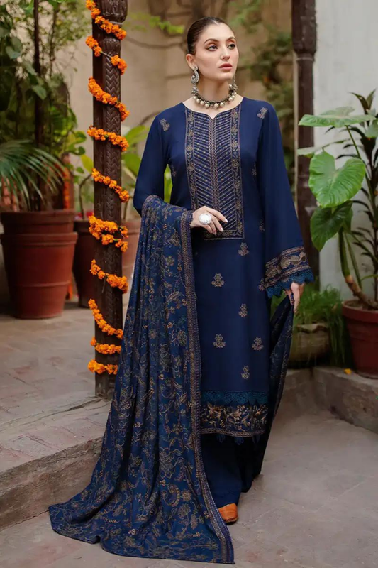 3PC EMBROIDERED DHANAK DRESS HB-BR-605