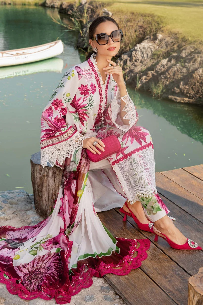MARIA.B LAWN 3PC - LAWN EMB PRINTED SHIRT WITH CHIFFON PRINTED DUPATTA AND LAWN PRINTED TROUSER | RP-2