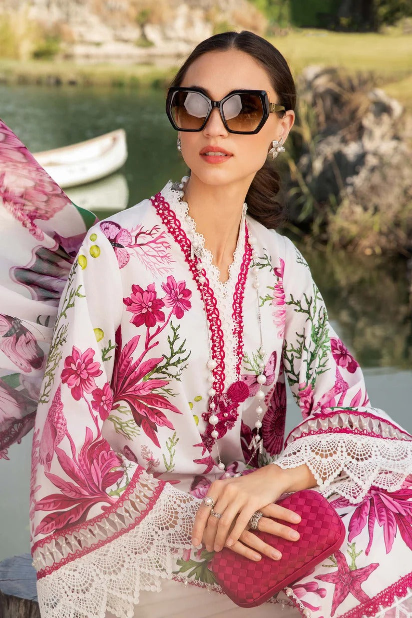 MARIA.B LAWN 3PC - LAWN EMB PRINTED SHIRT WITH CHIFFON PRINTED DUPATTA AND LAWN PRINTED TROUSER | RP-2