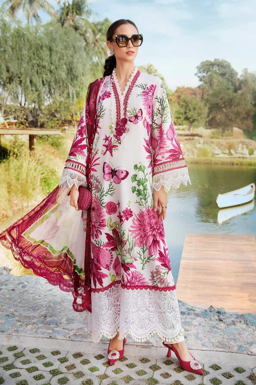 MARIA.B LAWN 3PC - LAWN EMB PRINTED SHIRT WITH CHIFFON PRINTED DUPATTA AND LAWN PRINTED TROUSER | RP-2