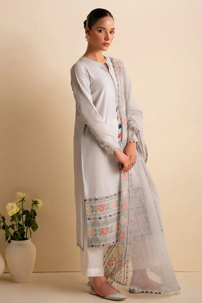 CROSS STITCH-3PC DHANAK EMBROIDERED SHIRT WITH ORGANZA EMBROIDRED DUPATTA AND TROUSER-RP116