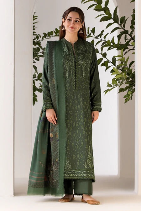 SOBIA NAZIR- 3PC DHANAK EMBROIDERED SHIRT WITH WOOL PRINT SHAWL AND TROUSER-BIC-4027