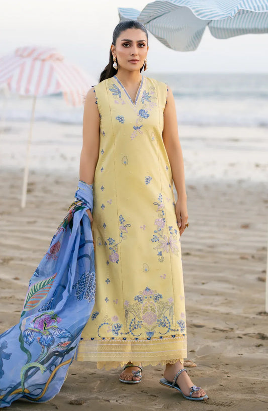 SERAN-3PC LAWN EMBROIDERED SHIRT WITH CHIFFON PRINTED DUPATTA AND TROUSER-RP-4850