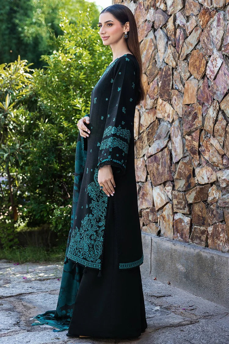 BATIK-3PC KHADDAR EMBROIDERED SHIRT WITH COURTRAI PRINTED SHAWL AND TROUSER-BIC-4391