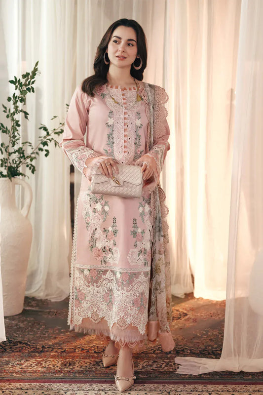 JADE-3PC LAWN EMBROIDERED SHIRT WITH CHIFFON PRINTED DUPATTA AND TROUSER-RP-4517