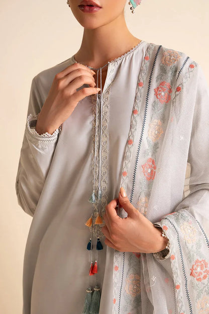 CROSS STITCH-3PC DHANAK EMBROIDERED SHIRT WITH ORGANZA EMBROIDRED DUPATTA AND TROUSER-RP116