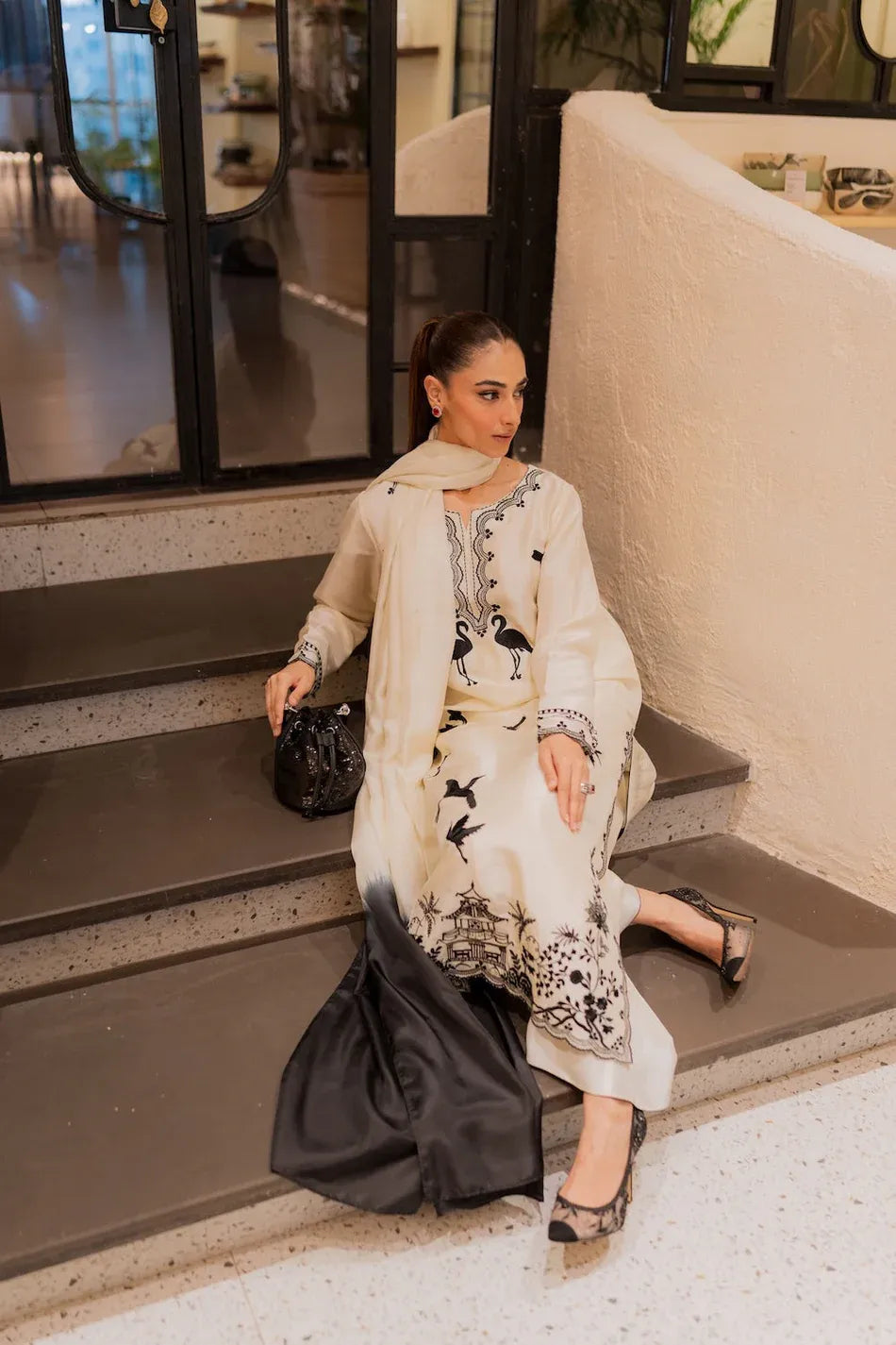 MIRANA-3PC LAWN EMBROIDERED SHIRT WITH BAMBER TYE&DYE CHIFFON DUPATTA AND TROUSER-RP-4563