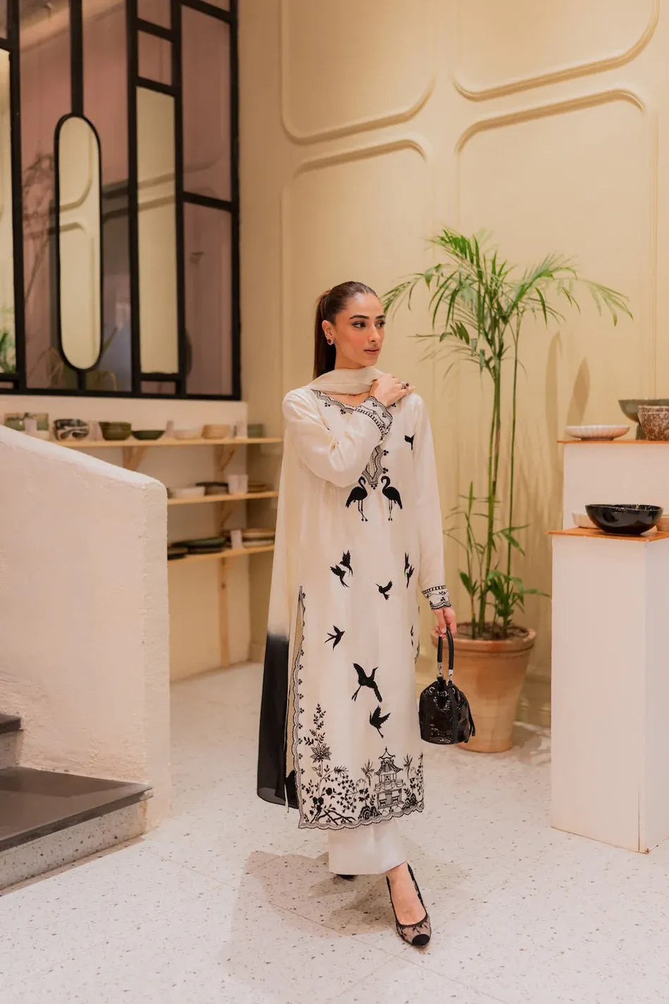 MIRANA-3PC LAWN EMBROIDERED SHIRT WITH BAMBER TYE&DYE CHIFFON DUPATTA AND TROUSER-RP-4563