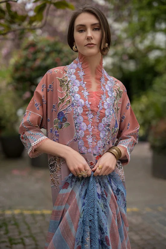 SOBIA NAZIR-3PC KARANDI PRINTED EMBROIDERED SHIRT WITH KARANDI PRINTED DUPATTA AND TROUSER-BIC-2565