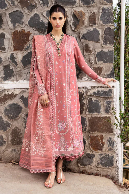 QALAMQAR-3PC LAWN EMBROIDERED SHIRT WITH KHAADI NET EMBROIDERED DUPATTA AND TROUSER-RP-4536