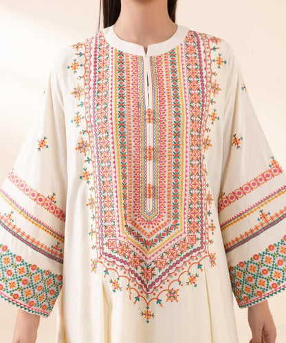 SAPPHIRE- 3PC DHANAK EMBROIDERED SHIRT WITH KOTAIL PRINT SHAWL AND TROUSER-RP120