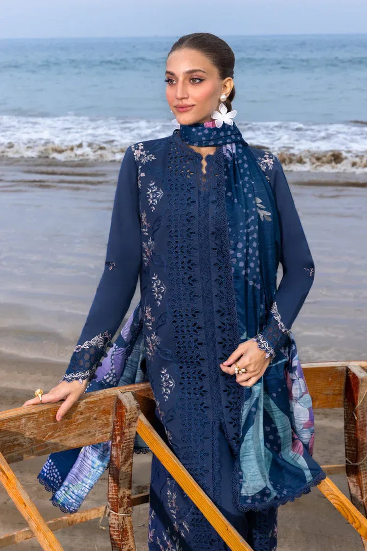 RANG RASIYA-3PC LAWN CHIKAN EMBROIDERED SHIRT WITH CHIFFON PRINTED DUPATTA AND TROUSER-RP-4659 - Rang Pasand