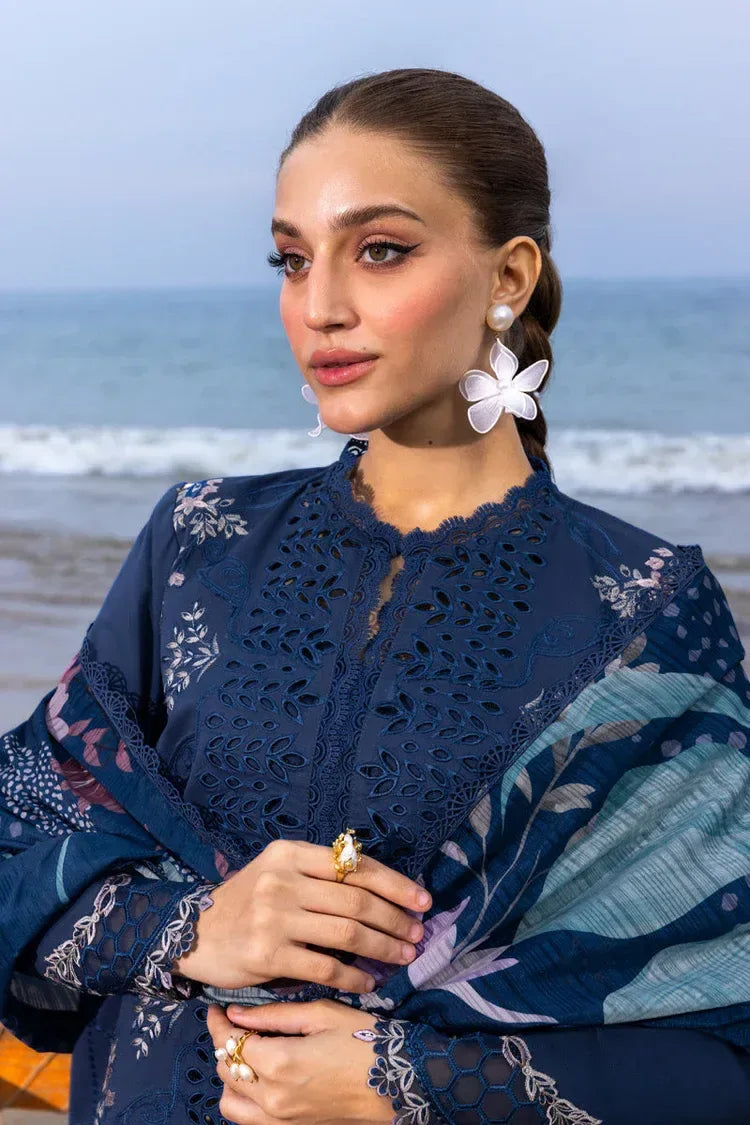 RANG RASIYA-3PC LAWN CHIKAN EMBROIDERED SHIRT WITH CHIFFON PRINTED DUPATTA AND TROUSER-RP-4659 - Rang Pasand