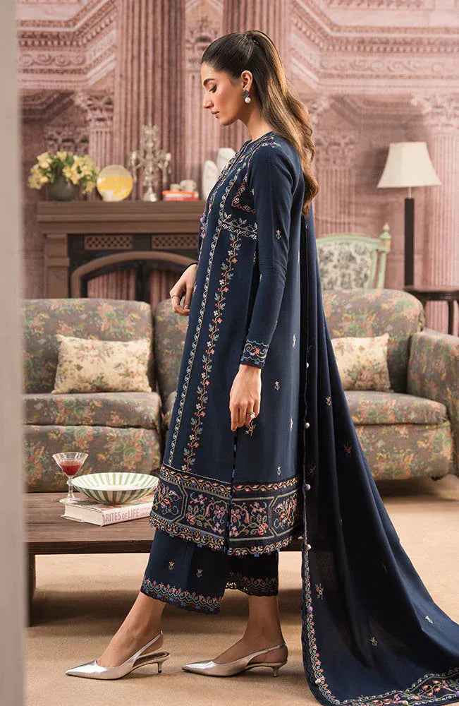 SERAN-3PC DHANAK EMBROIDERED SHIRT WITH DHANAK EMBROIDERD SHAWL-RP-3127