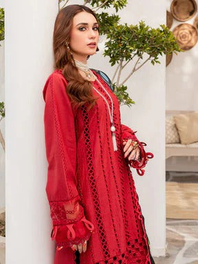 ZAINAB CHOTANI CHIKENKARI LAWN 3PC - CHIKENKARI LAWN EMB SHIRT WITH MONARK PRINTED DUPATTA AND LAWN DYED TROUSER | RP-4054