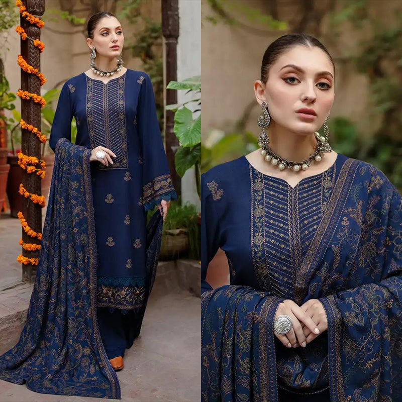 3PC EMBROIDERED DHANAK DRESS HB-BR-605