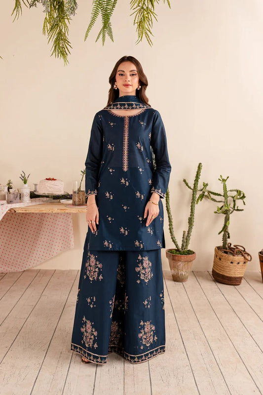 BATIK-3PC DHANAK EMBROIDERED SHIRT DHANAK EMBROIDERED SHAWL AND EMB TROUSER-BIC-4173
