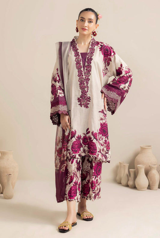 ADAN LIBAS-3PC KHADDAR PRINTED EMB SHIRT WITH KHADDAR PRINT DUPATTA AND PRINT TROUSER-BIC-2557