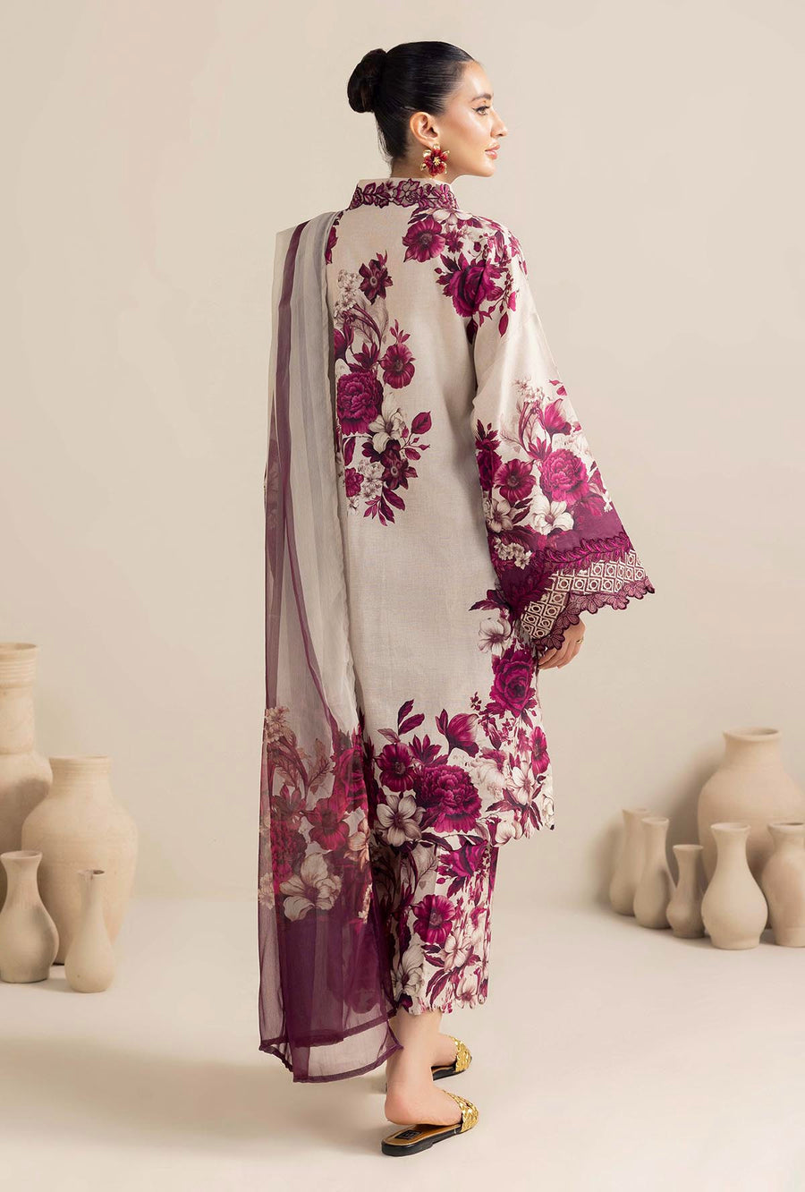 ADAN LIBAS-3PC KHADDAR PRINTED EMB SHIRT WITH KHADDAR PRINT DUPATTA AND PRINT TROUSER-BIC-2557
