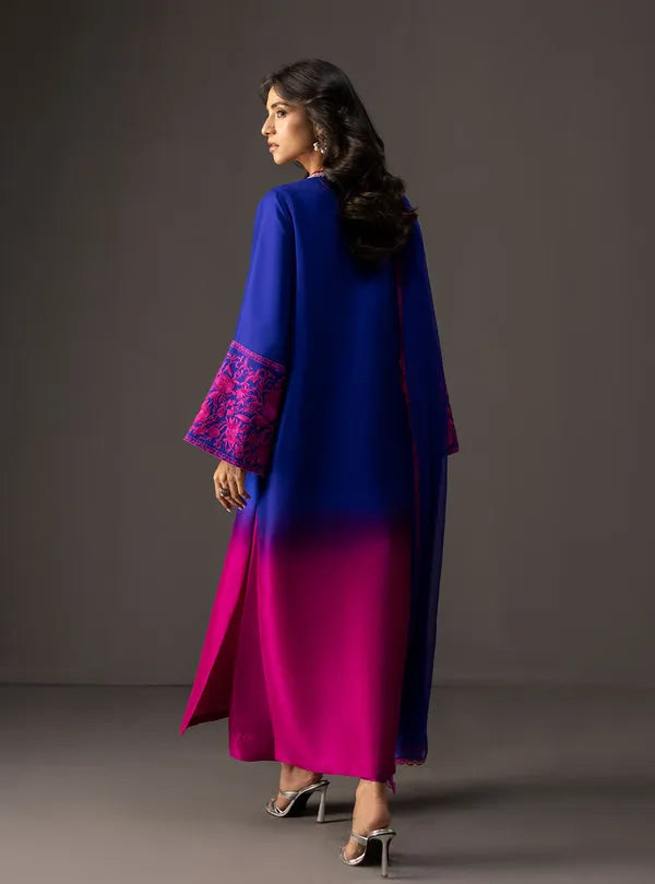 ZAINAB CHOTTANI-3PC SHAMOZE SILK PRINTED EMB SHIRT WITH SOFT SILK PRINTED DUPATTA & TROUSER BIC-