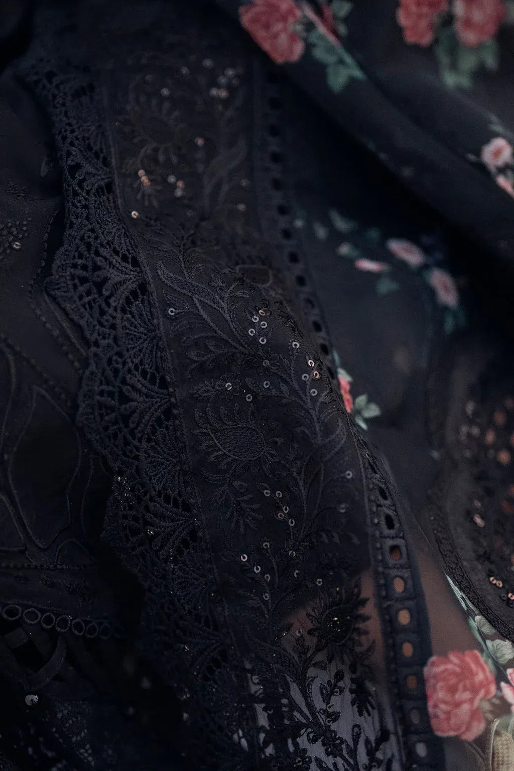 NUREH-3PC LAWN CHIKENKARI LASER EMBROIDERED SHIRT WITH COTTON NET EMBROIDERED PRINT DUPATTA-RP-4523