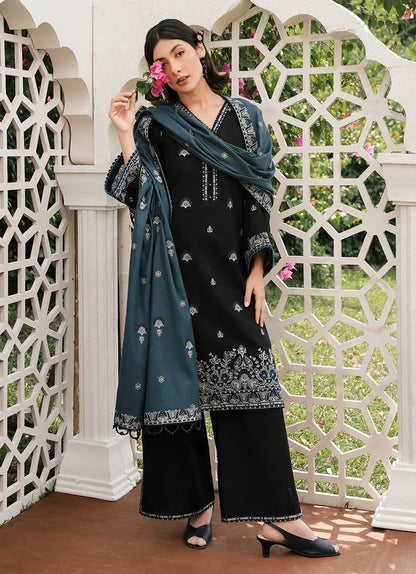 IMAGE - 3PC DHANAK EMBROIDERED SHIRT WITH DHANAK EMBROIDERED SHAWL & TROUSER-RP-3382