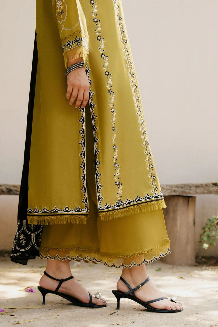 ZARA SHAHJAHAN-3PC DHANAK EMBROIDERED SHIRT WITH CHIFFON EMBROIDERED SHAWL & DHANAK TOUSER-BIC-4222