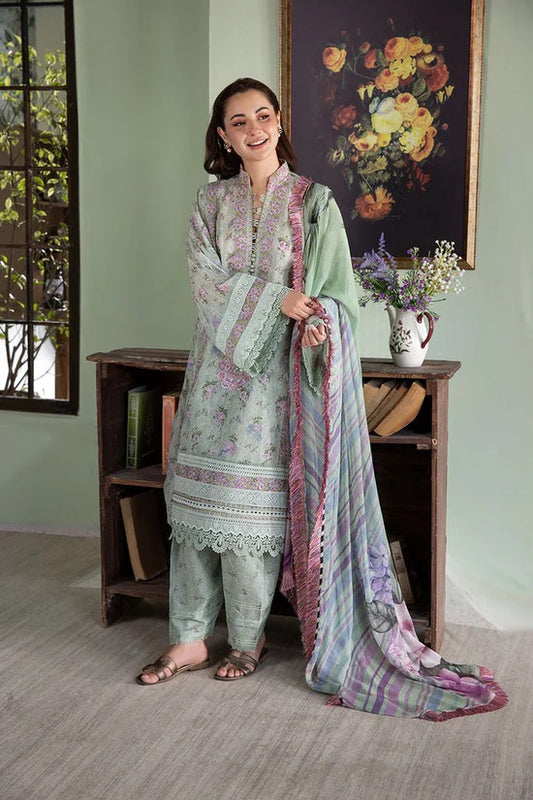 SOBIA NAZIR-3PC KARANDI PRINTED EMBROIDERED SHIRT WITH KARANDI PRINTED DUPATTA AND TROUSER-BIC-2564